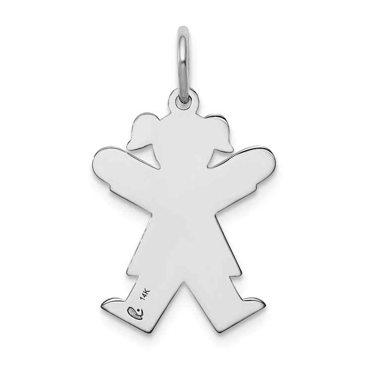 Rhodium Over 14k White Gold Satin Girl Joy Charm