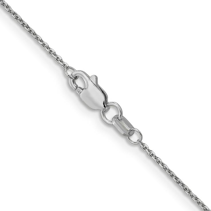 Rhodium Over 14k White Gold 0.95mm Solid Diamond-Cut Cable 26 Inch Chain