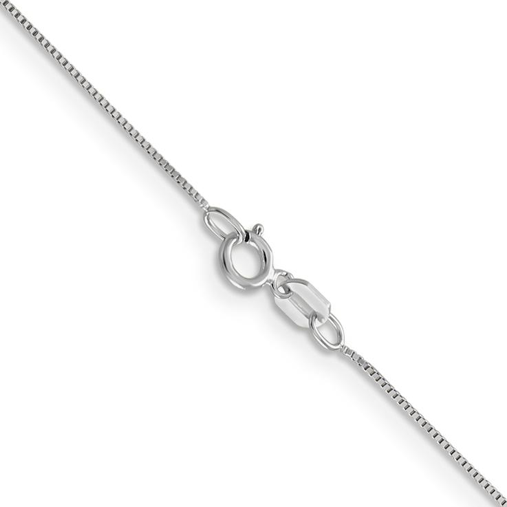 Rhodium Over 14k White Gold 0.5mm Solid Box 13 Inch Chain