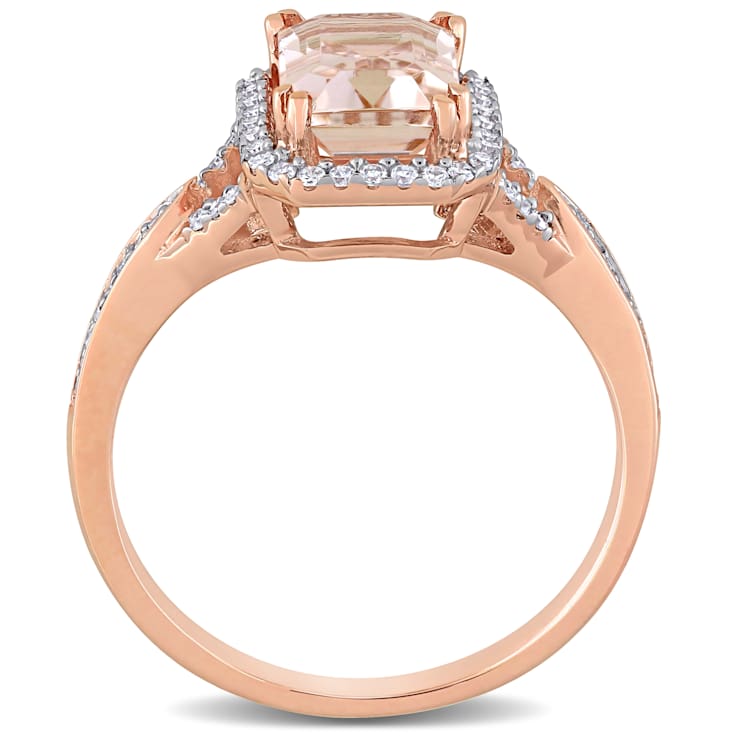 Morganite and Diamond 14K Rose Gold Ring 1.75ctw