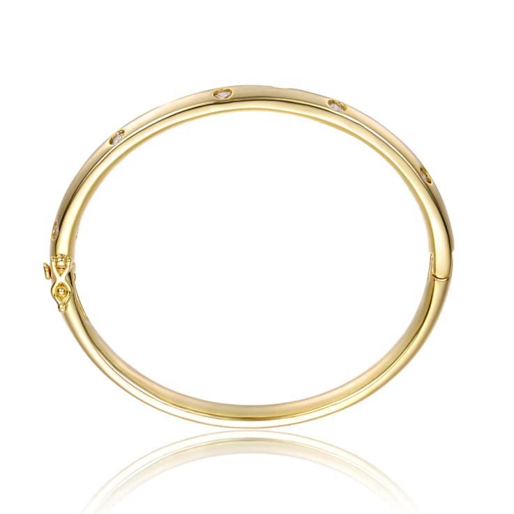 Starry Galaxy CZ Bangle Bracelet In 14K Gold Over Brass