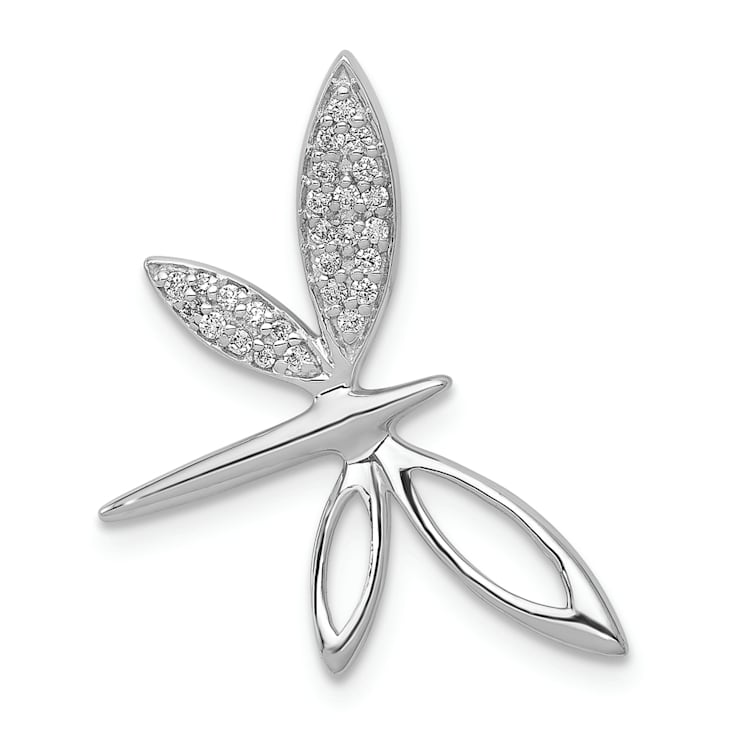 Rhodium Over 14k White Gold Diamond Dragonfly chain slide