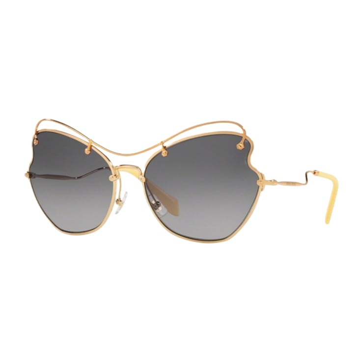 Miu Miu Gold Frame / Light Gray Lenses Sunglasses