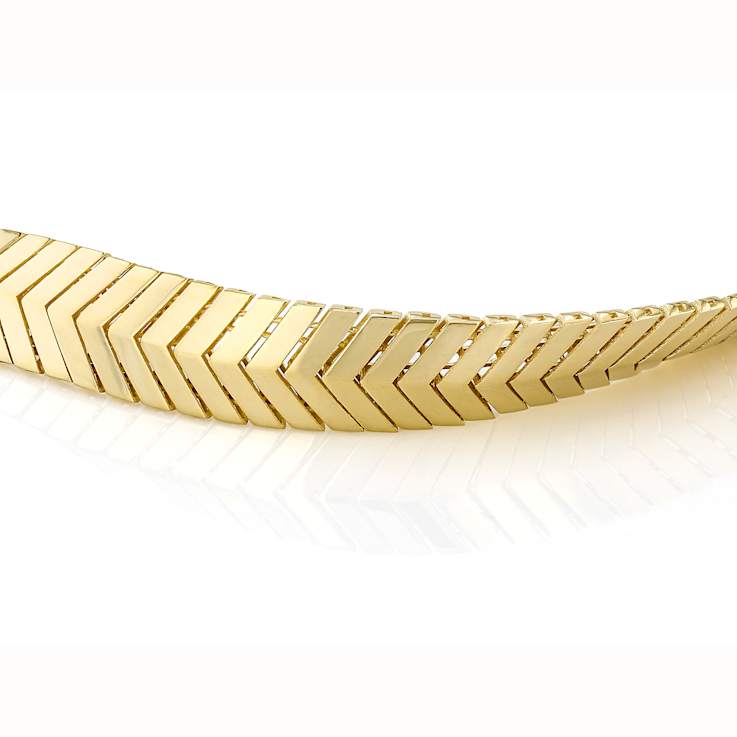 Chevron Link Bracelet In 18K Gold Over Sterling Silver