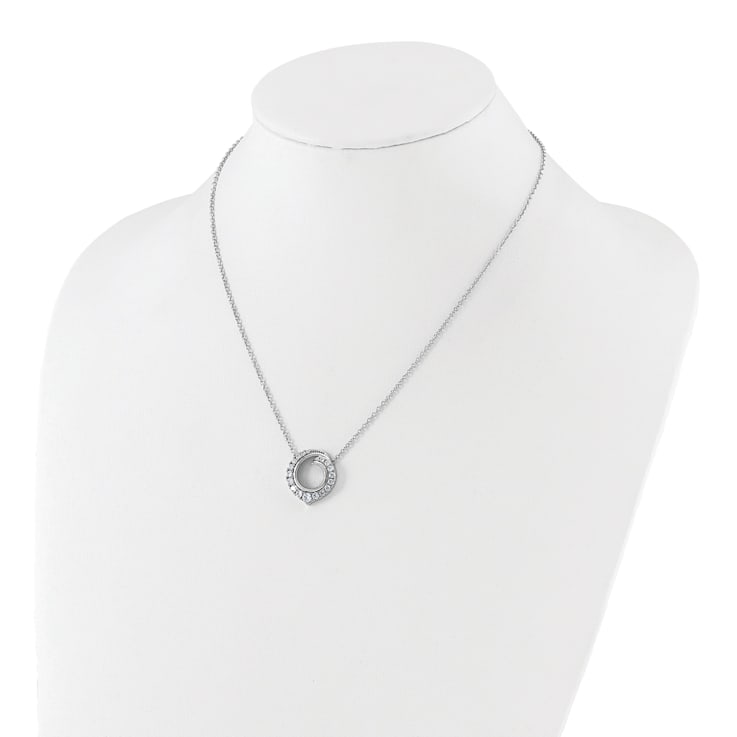 Rhodium Over 14K White Gold Lab Grown Diamond SI1/SI2, G H I, Circle 18
Inch Necklace 0.99ctw