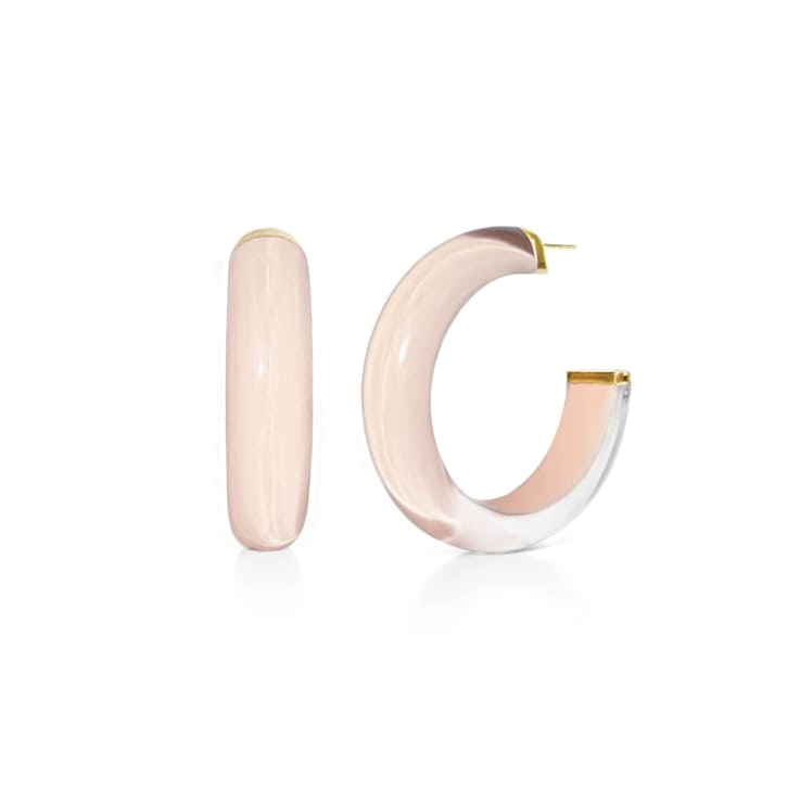 14K Yellow Gold Over Sterling Silver Small Illusion Acrylic Hoop
Earrings in Ballerina Slipper