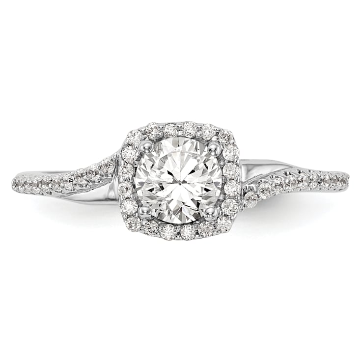 Rhodium Over 14K White Gold Lab Grown Diamond Complete Cushion Halo
Engagement Ring 0.70ctw