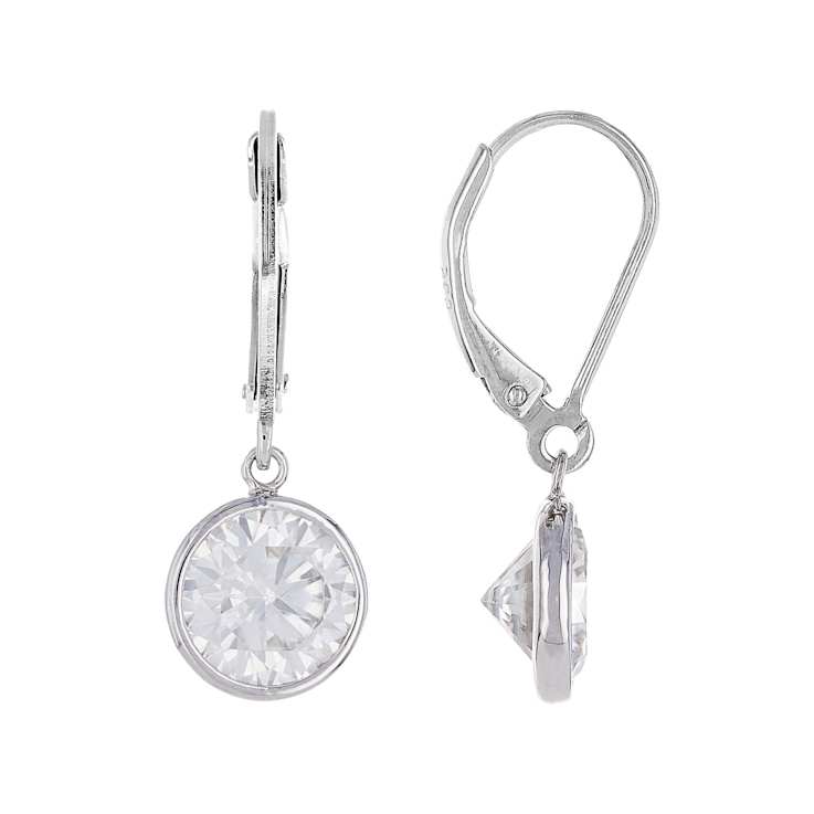 Large Moissanite Solitaire Stud Earrings In White Metal