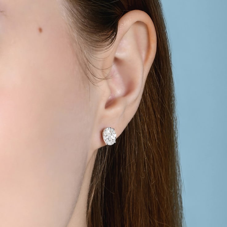 White Cubic Zirconia 14k White Gold Studs With Velvet Gift Box 2.00ctw