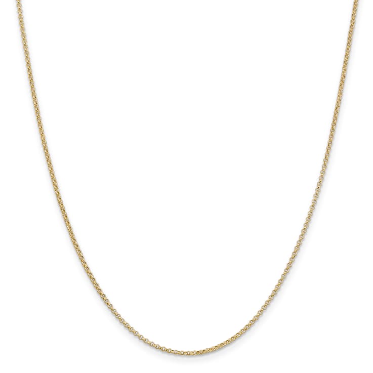 14K Yellow Gold 1.55mm Rolo Pendant Chain Necklace