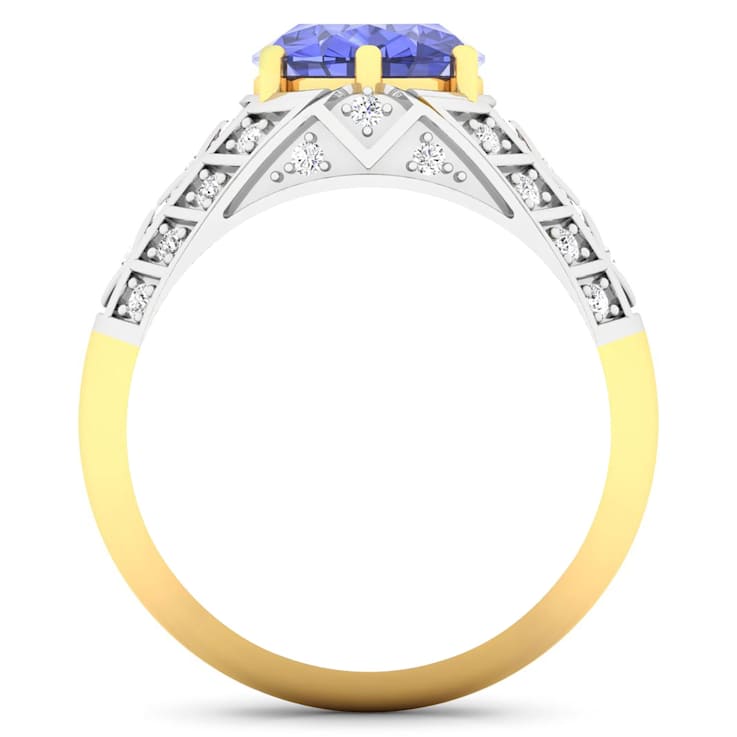 2.63ctw Violet Tanzanite and Diamond 14K Yellow Gold Halo Ring