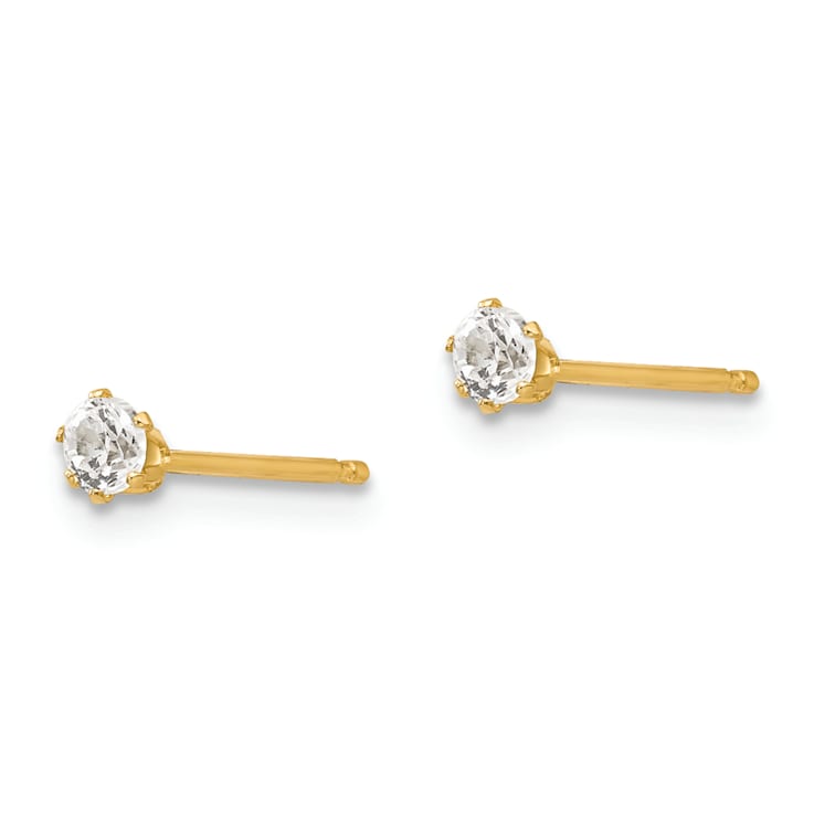 14K Yellow Gold Cubic Zirconia Stud Post Earrings