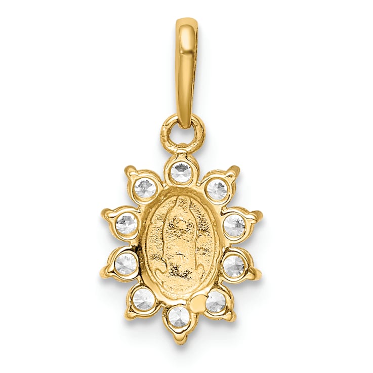 14K Yellow Gold Our Lady of Guadalupe Cubic Zirconia Pendant