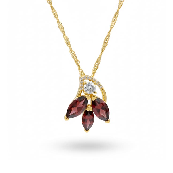 Marquise Shape Red Garnet 14K Yellow Gold Over Sterling Silver Pendant
with Chain