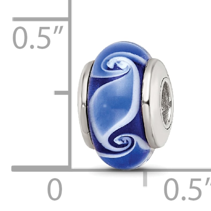 Sterling Silver Blue Hand-blown Glass Bead