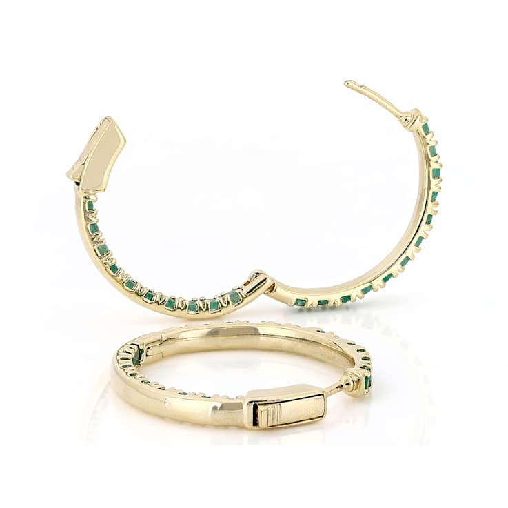 Emerald Inside-Out Hoop Earrings In 18K Gold Over Sterling Silver 3.78ctw