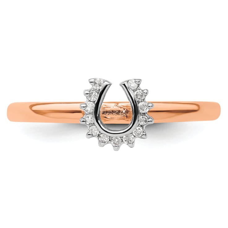 10K Rose Gold Over Sterling Silver Stackable Expressions Diamond
Horseshoe Ring 0.07ctw