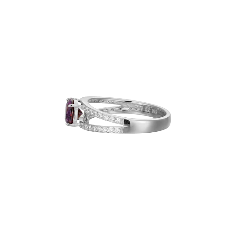 Purple And White Cubic Zirconia Platinum Over Sterling Silver Ring 2.41ctw