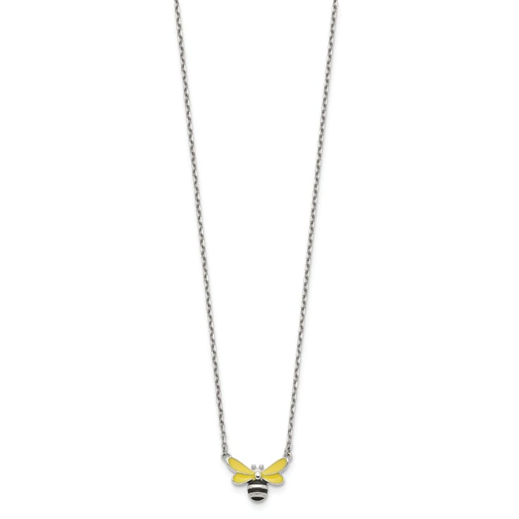 Rhodium Over Sterling Silver Enamel Bumblebee with 2-inch Extension
Childs Necklace