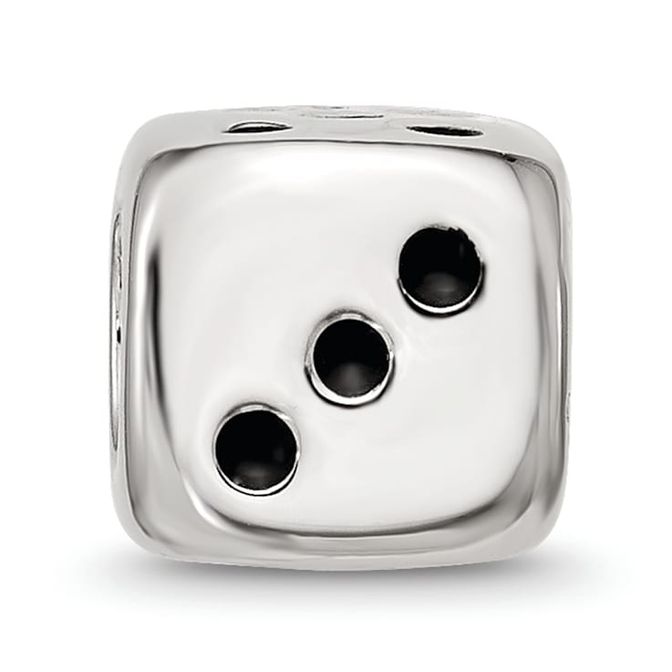 Sterling Silver Enamel 6 Sided Dice Bead
