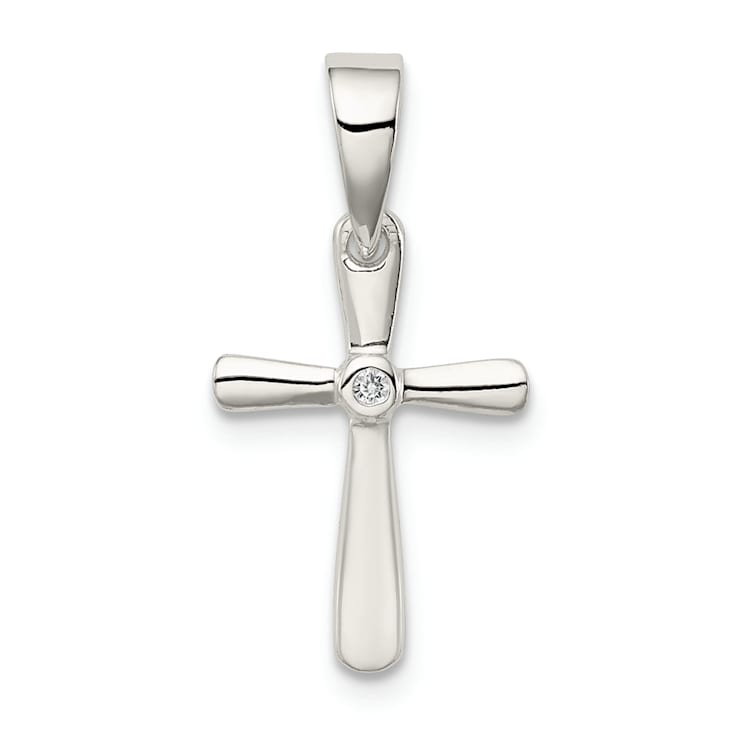 Cubic Zirconia Cross Pendant Rhodium on Sterling Silver Cubic Zirconia Cross Pendant Rhodium on Sterling Silver