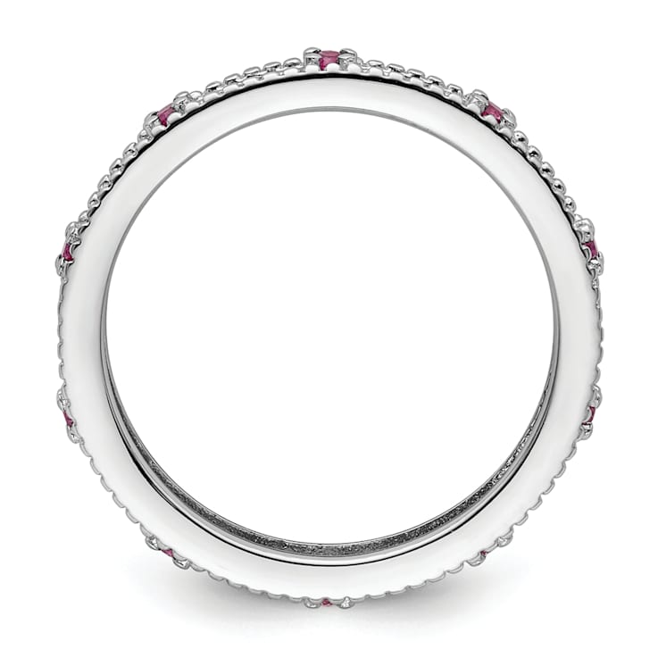 Sterling Silver Stackable Expressions Lab Created Pink Sapphire Ring 0.21ctw