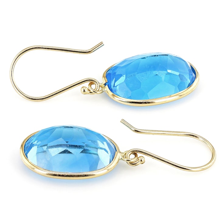 Swiss Blue Topaz 14K Yellow Gold Dangle Earring 14.00ctw