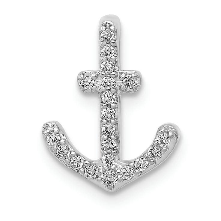Rhodium Over 14k White Gold Diamond Anchor Chain Slide Pendant