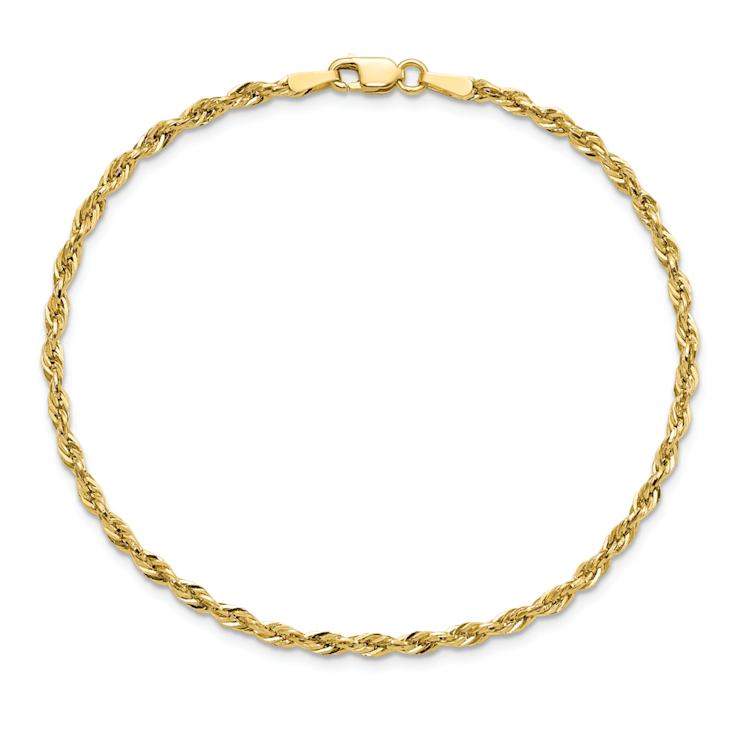 10k Yellow Gold 2.25mm Diamond-Cut Rope Link Bracelet