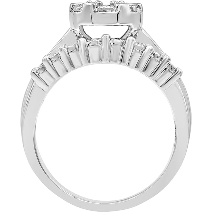 White Diamond Rhodium Over Sterling Silver Ring 0.50ctw