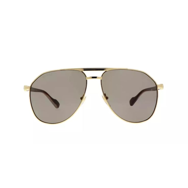 Gucci Gold Tone and Burgundy Aviator Frames / Brown Lens Sunglasses