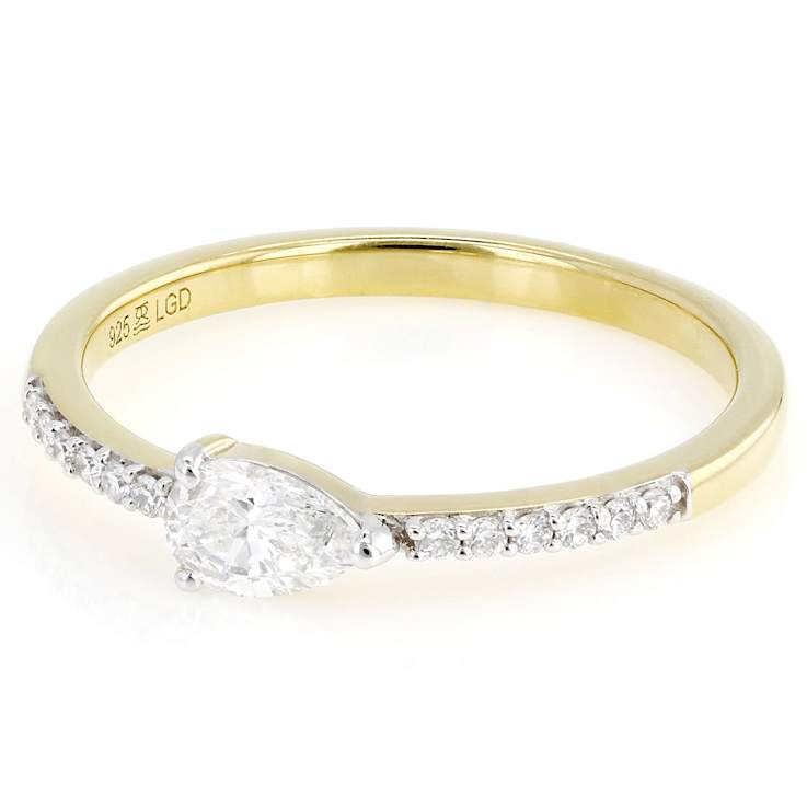 Pear And Round Lab-Grown Diamond Band Ring In 14K Gold Over Sterling
Silver 0.40ctw