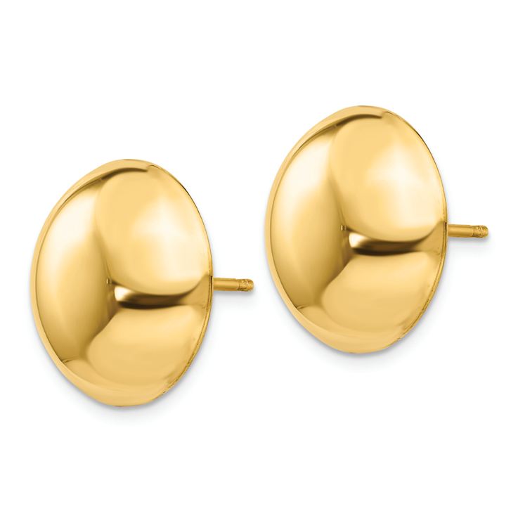 14k Yellow Gold 15.5mm Button Earrings