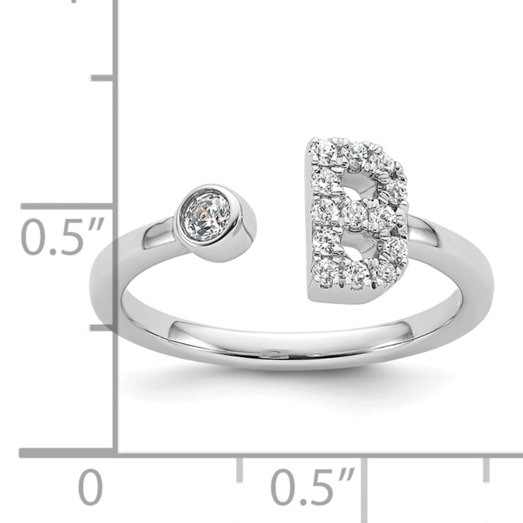 Rhodium Over 14K White Gold Lab Grown Diamond VS/SI GH, Initial B
Adjustable Ring