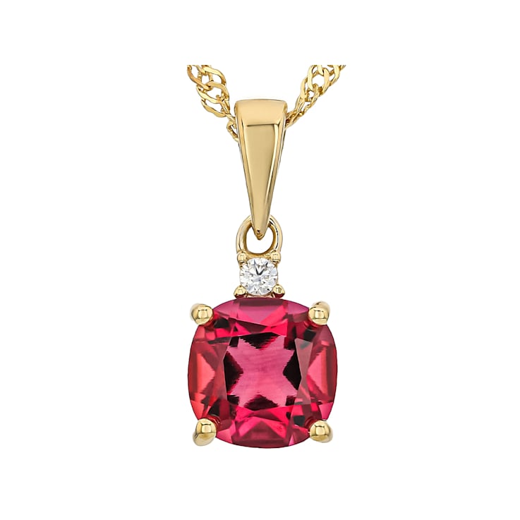 Lab-Created Red Beryl And White Lab-Created Moissanite Pendant Necklace
In 18K Gold Over Sterling Silver 1.73ctw