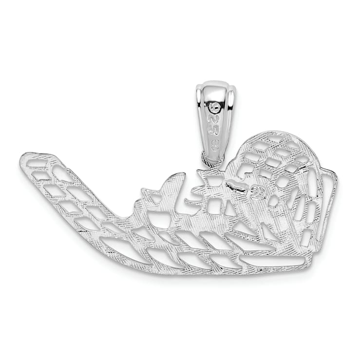 Rhodium Over Sterling Silver Polished Cut-out Flat Airboat Pendant