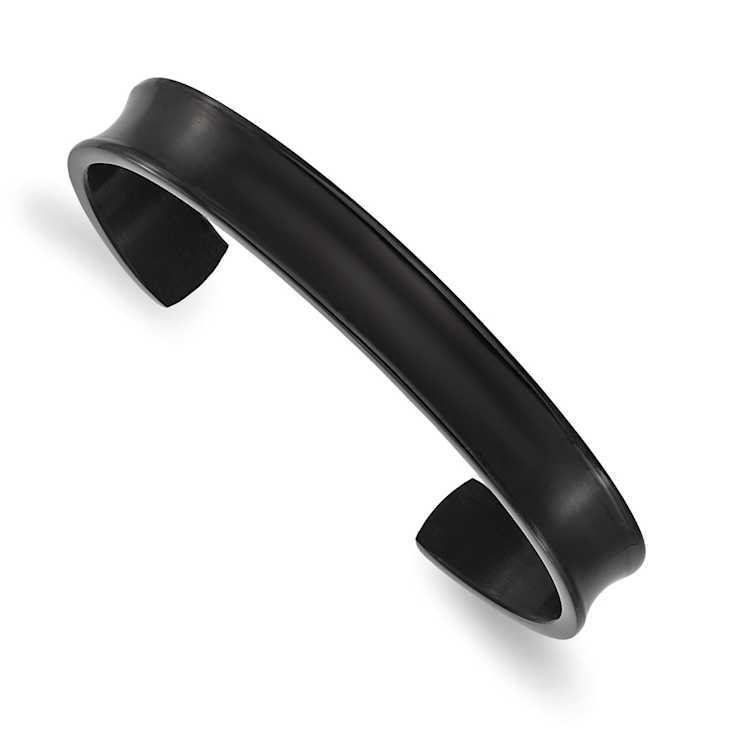 Titanium Brushed with Polished Edge Black IP-plated 10mm Cuff Bangle