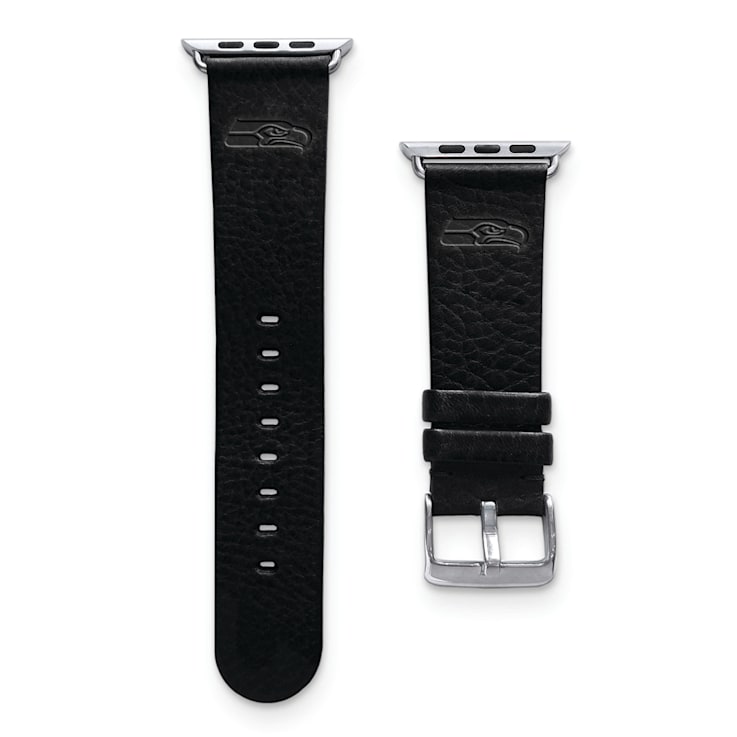 Gametime Seattle Seahawks Leather Band fits Apple Watch (42/44mm M/L
Black). Watch not included.