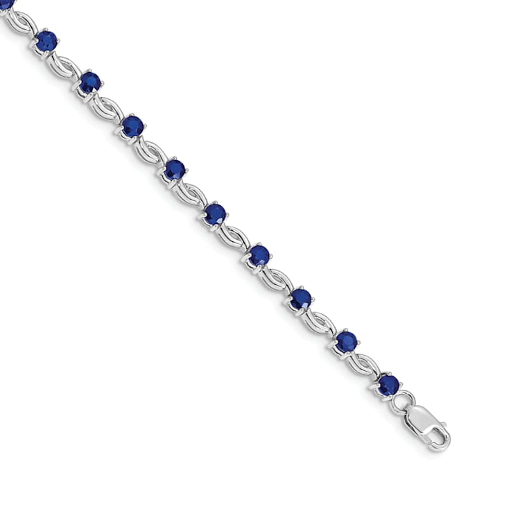 Rhodium Over 14k White Gold Sapphire Bracelet