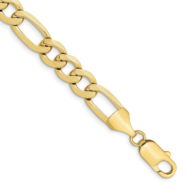 10k Yellow Gold 10mm Concave Open Figaro Link Bracelet