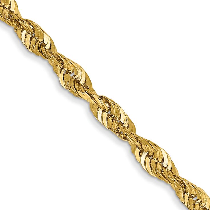 14k Yellow Gold 2.5mm Diamond-Cut Rope 20 Inch Chain