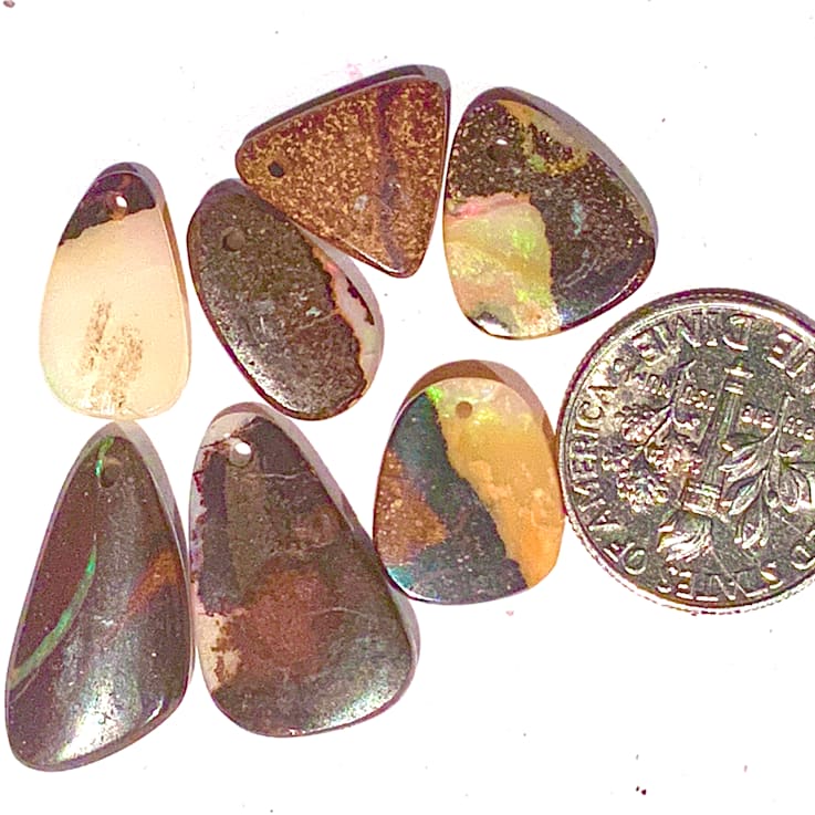 Boulder Opal Free-Form Cabochon Set of 9 75ctw