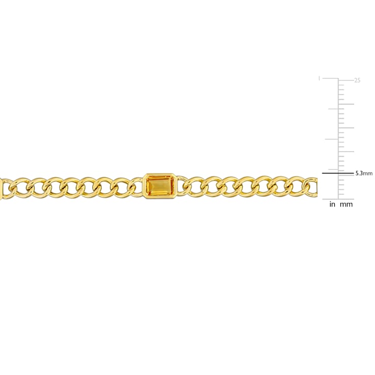 Citrine 14K Yellow Gold Link Station Necklace 3ctw