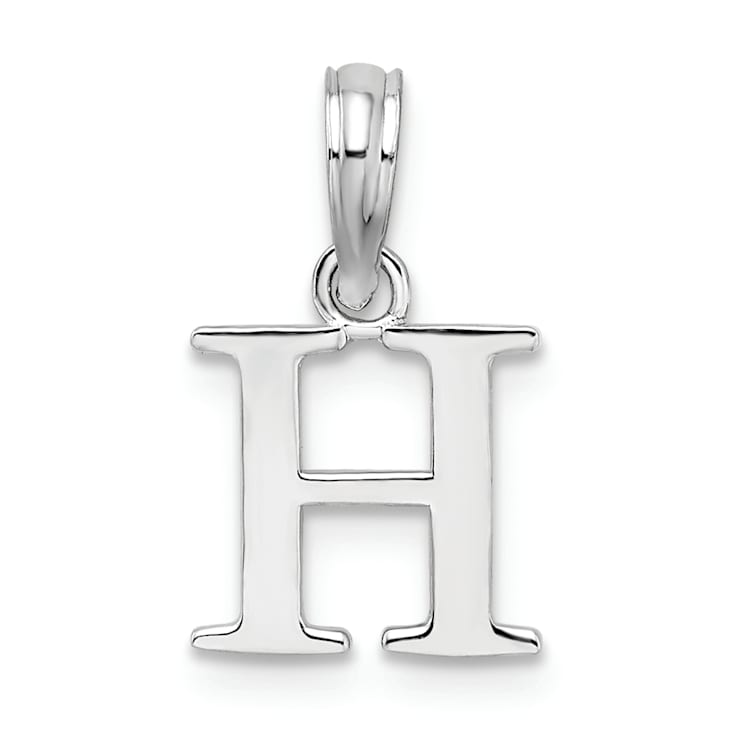 Sterling Silver Polished Block Initial -H- Pendant