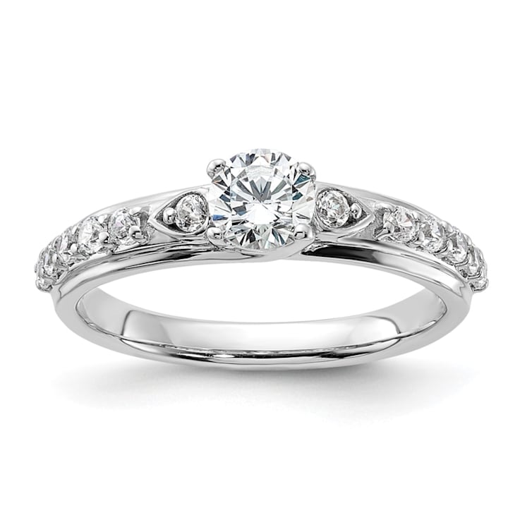 Rhodium Over 10K White Gold Lab Grown Diamond VS/SI GH, Engagement Ring 0.74ctw