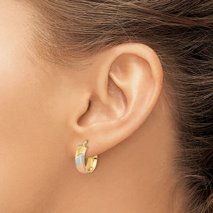 14k Yellow Gold and Rhodium Over 14k Yellow Gold Polished and Satin
9/16" Hoop Earrings