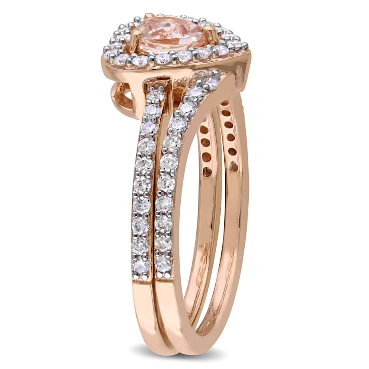 Morganite and Diamond 10K Rose Gold Ring 0.99ctw