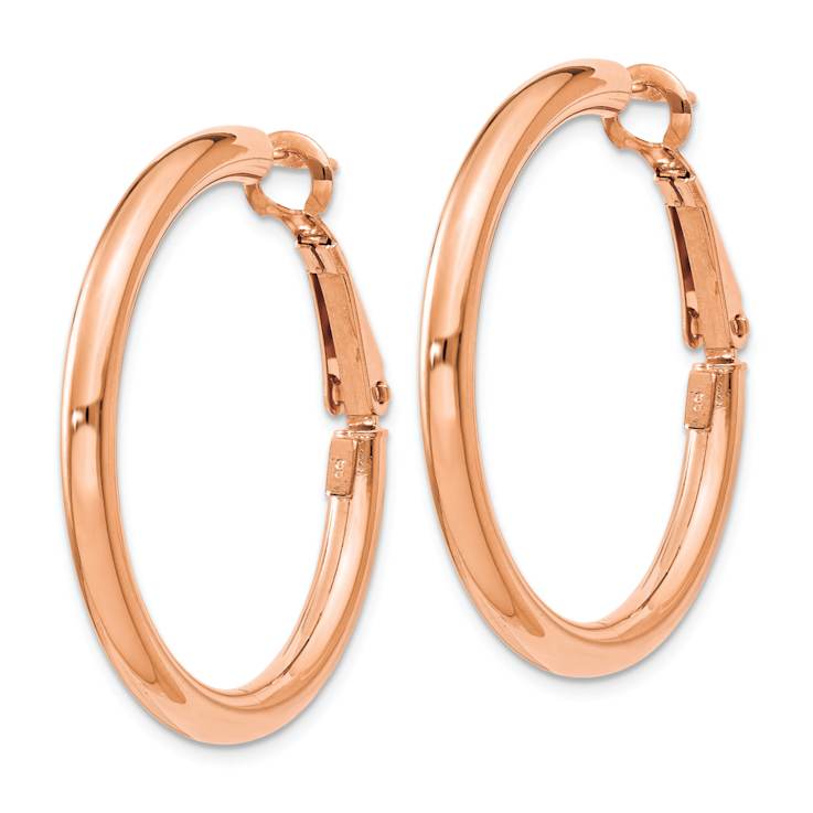 14k Rose Gold Polished 1 1/4" Round Hoop Earrings