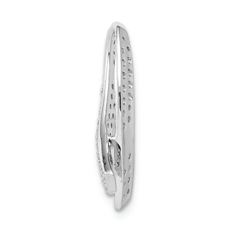 Rhodium Over 14k White Gold Diamond Awareness Chain Slide Pendant