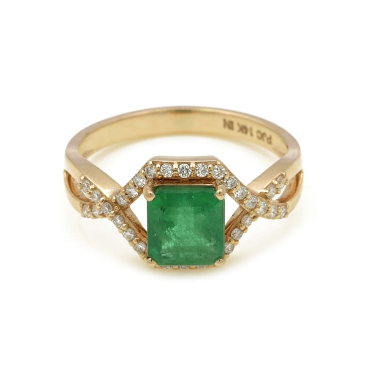 1.50 Ctw Emerald with 0.21 Ctw Diamond Ring in 14K YG